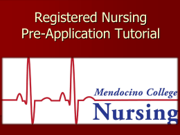 Registered Nursing Pre-Application Tutorial