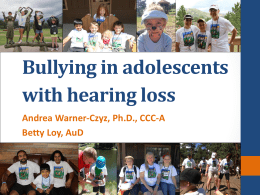 Bullying in Adolescents with Hearing Loss Powerpoint