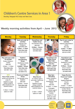 Weekly morning activities from April &ndash; June 2012
