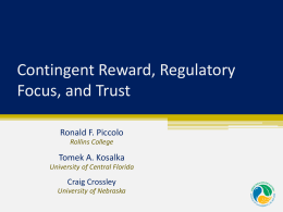 Contingent Reward, Regulatory Focus, and Trust