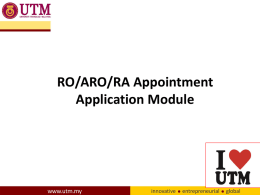 RO/ARO/RA Appointment Application Module PROCESS FLOW