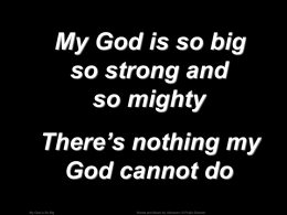 My God is So Big