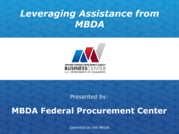 Leverage MBDA`s Business Center network and the MBDA Federal