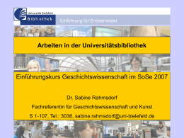 Welche Recherchemöglichkeiten bietet die UB Bielefeld?