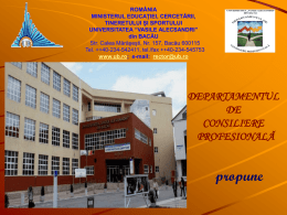 Planul de carieră I - Universitatea "Vasile Alecsandri"