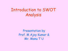 Introduction to SWOT Analysis - Siddaganga Institute of Technology