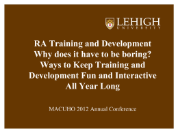 RA Training and Development