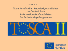 Презентация программы Erasmus Mundus TOSCA II