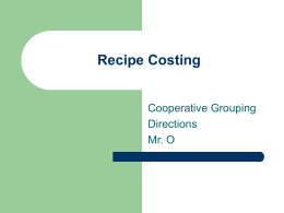 Recipe Costing explained