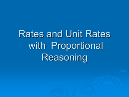 Unit Rates and Proportional Reasoning