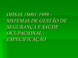BS 8800 - SISTEMA DE GESTÃO DE SEGURANÇA E SAÚDE