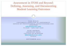 Assessment in ITOM and Beyond - Institutional Effectiveness