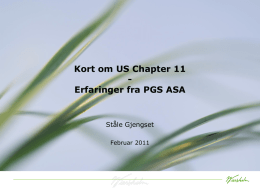Kort om US Chapter 11 - Erfaringer fra PGS ASA