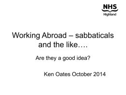 Working Abroad - sabbaticals and the like