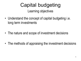 Capital budgeting: Basic techniques