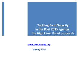 Tackling Food Security in the Post 2015 agenda : the High