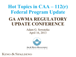 Adam Sowatzka - CAA 112(r) Federal Program Update