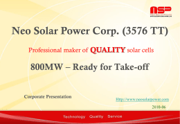 NSP Power Point Template - Neo Solar Power Corporation