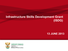Integrated Skills Development Grant (ISDG) - NDP