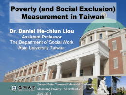 Poverty (and Social Exclusion) Measurement in Taiwan
