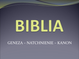 BIBLIA – geneza i kanon