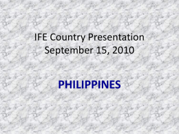 IFE Country Presentation September 15, 2010 - East