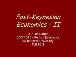 Post-Keynesian Economics &ndash; II