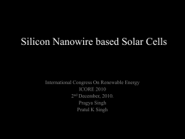 Silicon Nanowire based Solar Cells