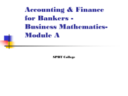 Module A - Basics of Business Mathematics