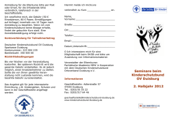 Seminare beim Kinderschutzbund OV Duisburg 2. Halbjahr 2012