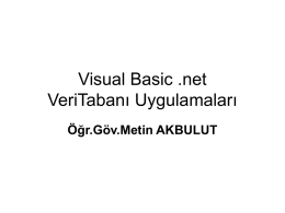 Visual Basic .net VeriTabanı Uygulamaları