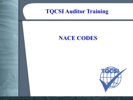 Auditor Training - Codes - 2 - NACE