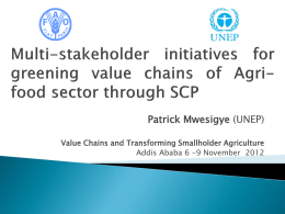 Multi-stakeholder initiatives for greening value chains of Agri-food
