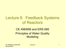 Lecture 5: Feedback Systems of Reactors