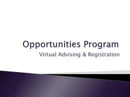 Opportunities Program Student Advising