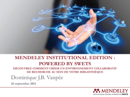 Mendeley Institutional Edition : Découvrez comment créer un