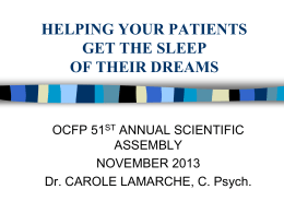 Dr. Carole Lamarche, C. Psych. Program