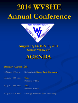 2014 Annual WVSHE Conference Canaan Valley August 12