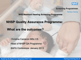NHSP Quality Assurance Programme: What are the outcomes?