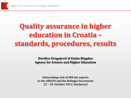 Quality assurance in higher education in Croatia (Durdica