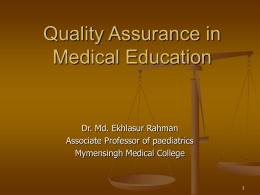 Quality Assurance in Medical Edu