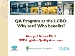 Quality Assurance Program at the Liquor Control