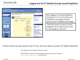Navigating the VT website through AccessFreightliner