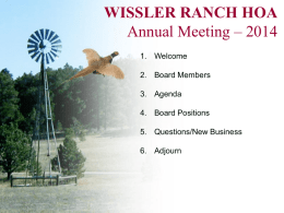 Annl Mtg Pwr Pnt - Wissler Ranch Colorado