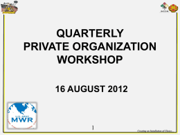 Private Organization Workshop – August 2012
