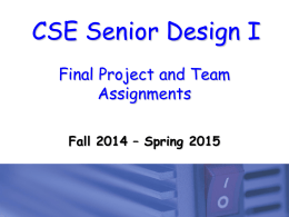 Fall 2014 Project Teams and Project Assignments