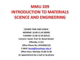 mmu 209 introduction to materials science and engineering