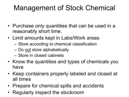 Management of Stock Chemical
