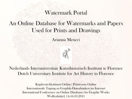 Watermark Portal An Online Database for Watermarks and Papers