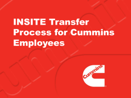 INSITE Transfer Process for Cummins Employees